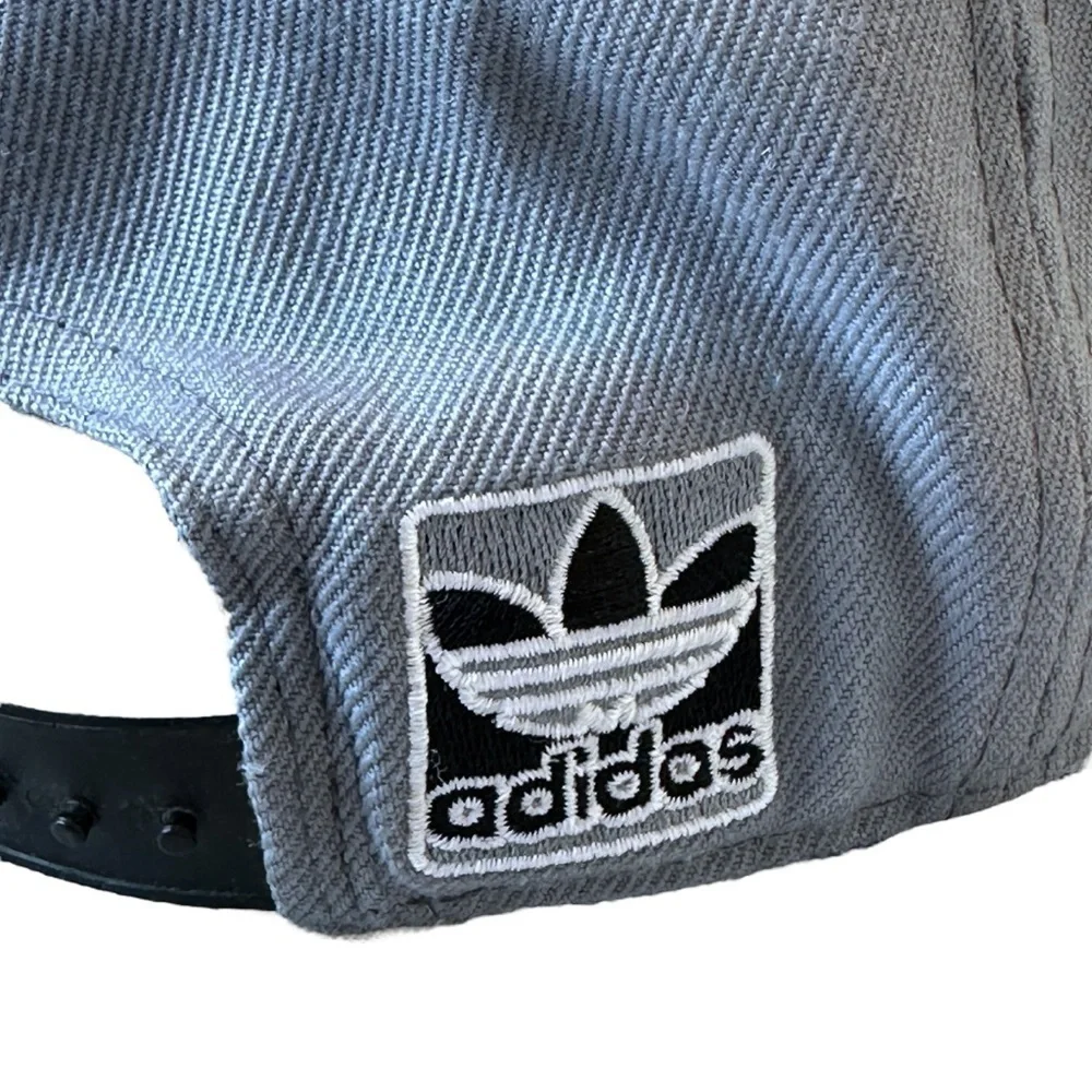 2012 Adidas Trefoil Wool Blend Snapback Cap 3D Embroidered Retro Hat Grey/Black